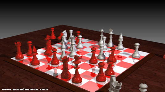 3D Chess modeled in 3D Max