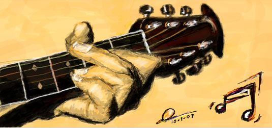 Playing guitar drawing