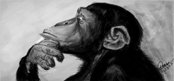 Monkey Thinking. I'm getting better at drawing in the facebook Graffiti 