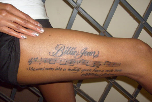 Billie Jeans Lyrics Tattoo (This is a bit different the normal MJ tattoos