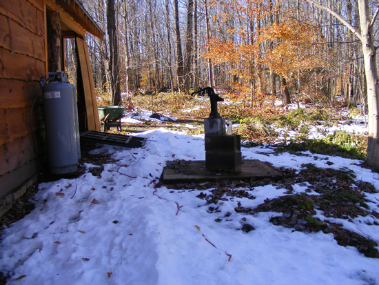 Water pump behind the cabin