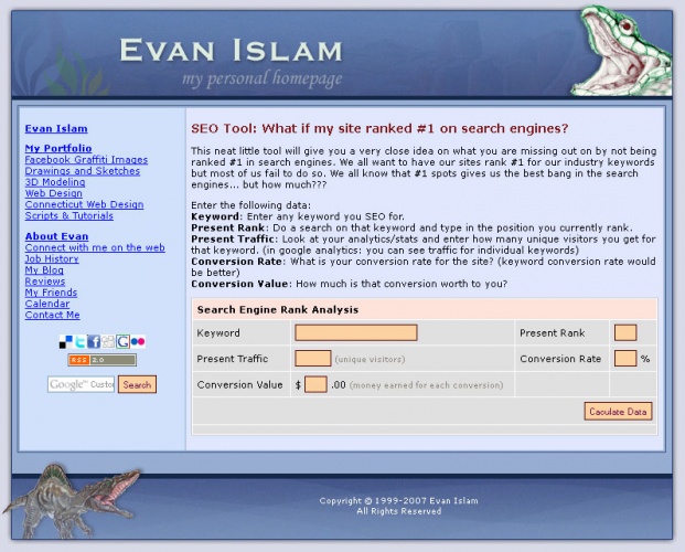 Evanislam.com Screen Shot from 2007