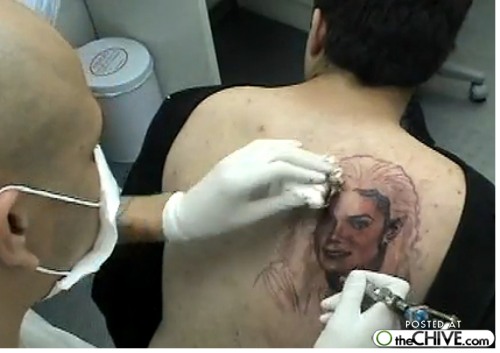 Michael Jackson Tattoo being created