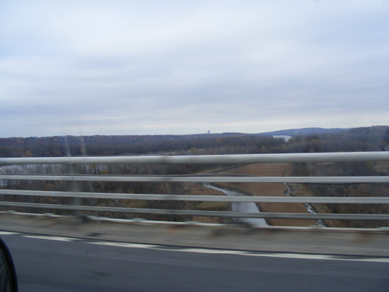 Looking down from bridge