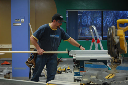 Rob Card working on the treehouse